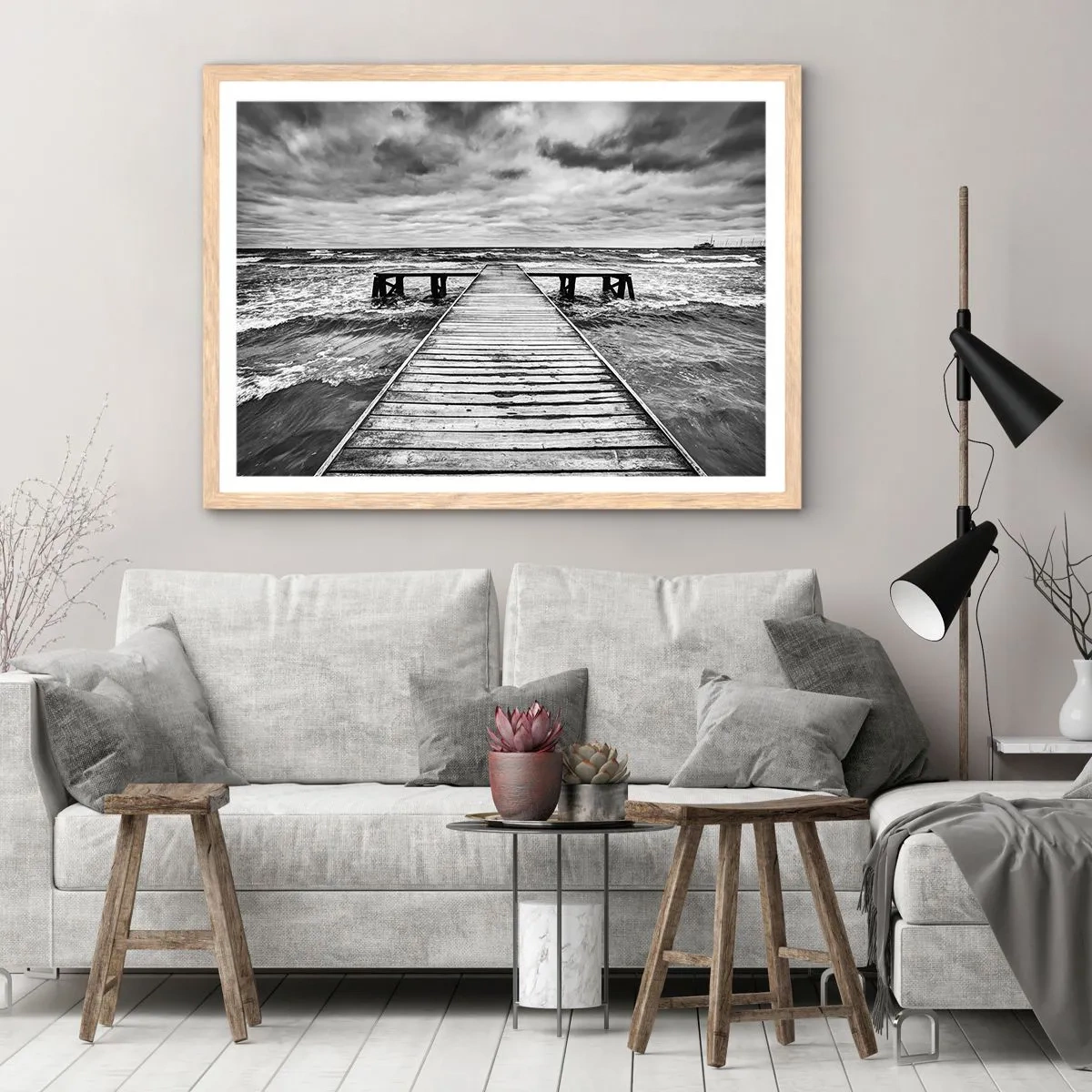 Affisch i ram av ljusek - Jag väntar på vind som blåser bort... - 100x70 cm