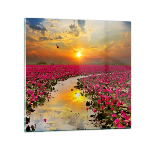 Glastavla - Bild på glas - Sjöns hemlighetsfulla liv - 70x70 cm