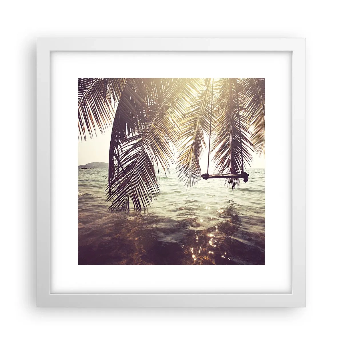 Affisch i vit ram - Gunga i molnen hur mycket du vill - 30x30 cm