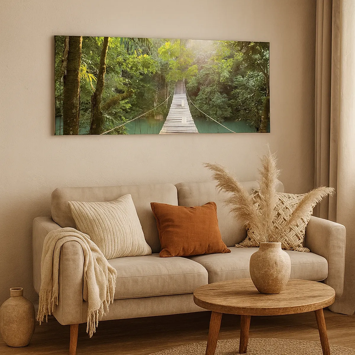 Canvastavla - Bild på duk - Vid azurblått vatten till azurblå skog - 30x30 cm