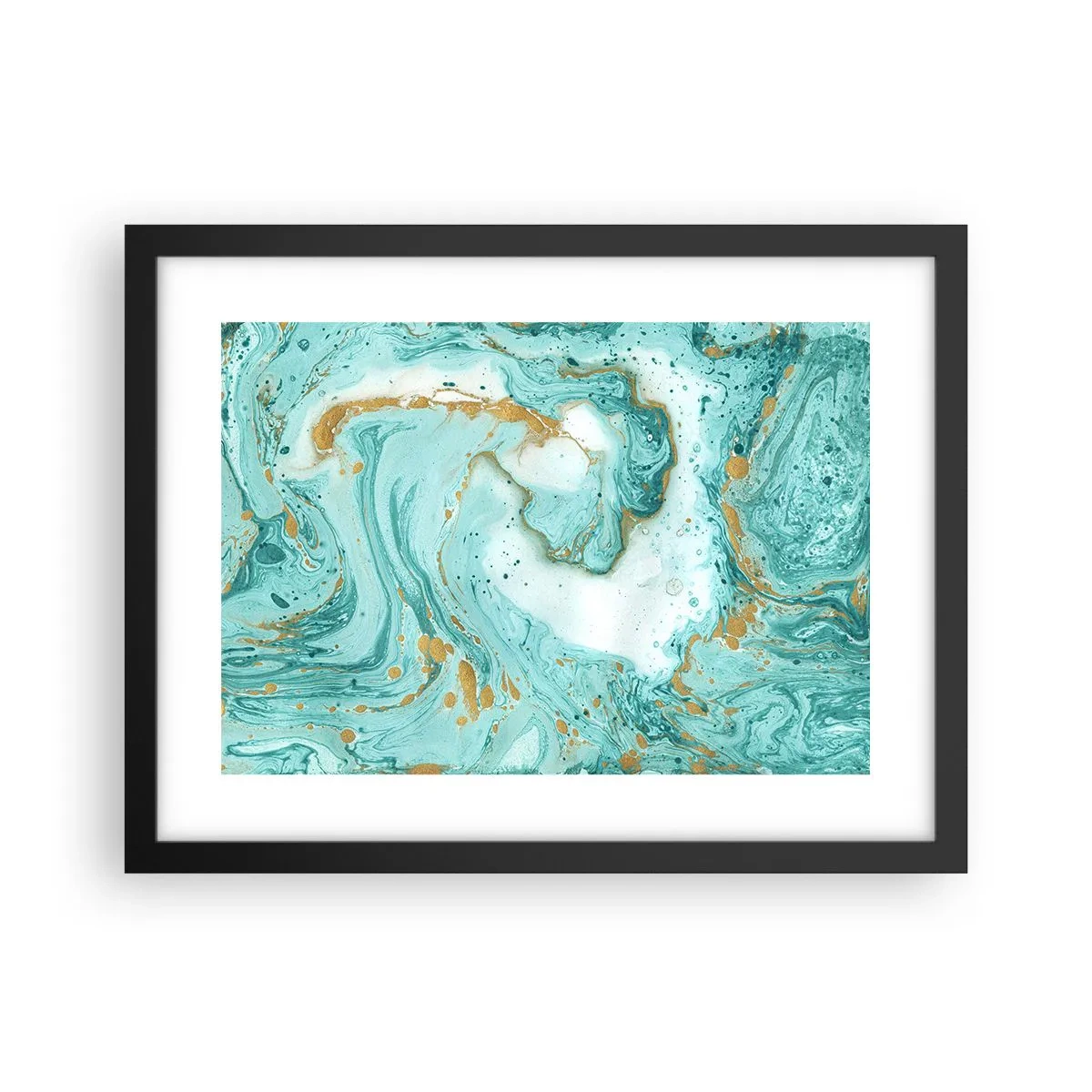 Affisch i svart ram - Under stora vågen från Edo-tiden - 40x30 cm