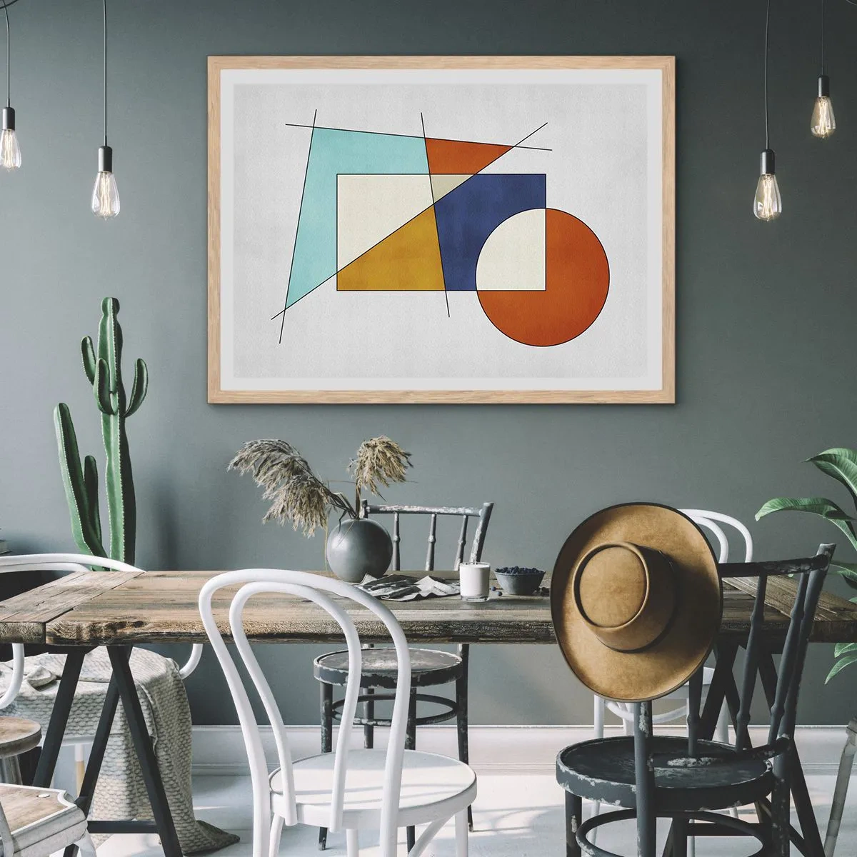 Affisch i ram av ljusek - Abstraktion: modernistiskt nöje - 50x40 cm