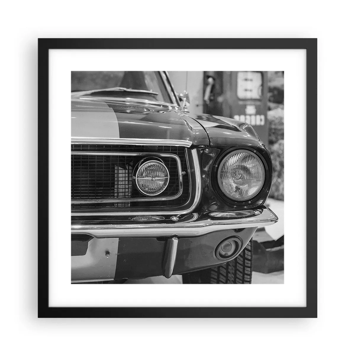 Affisch i svart ram - Kör hårt - 40x40 cm