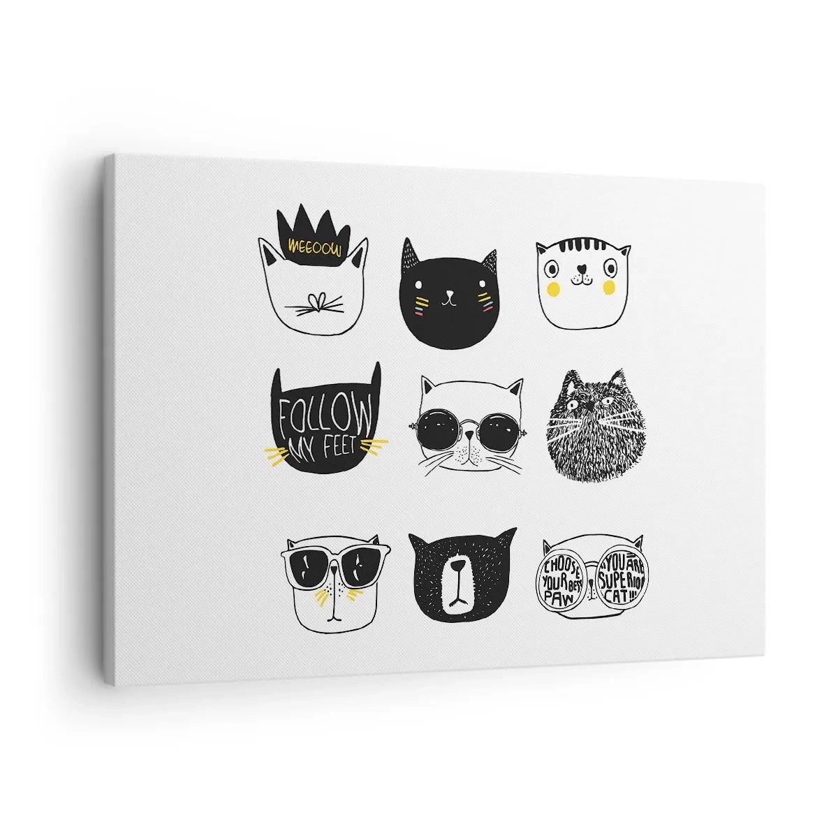 Canvastavla - Bild på duk - Snygga kattillustrationer i minimalistisk stil - 70x50cm - Varje annorlunda - Modern väggdekoration för vardagsrum och sovrum ARTTOR