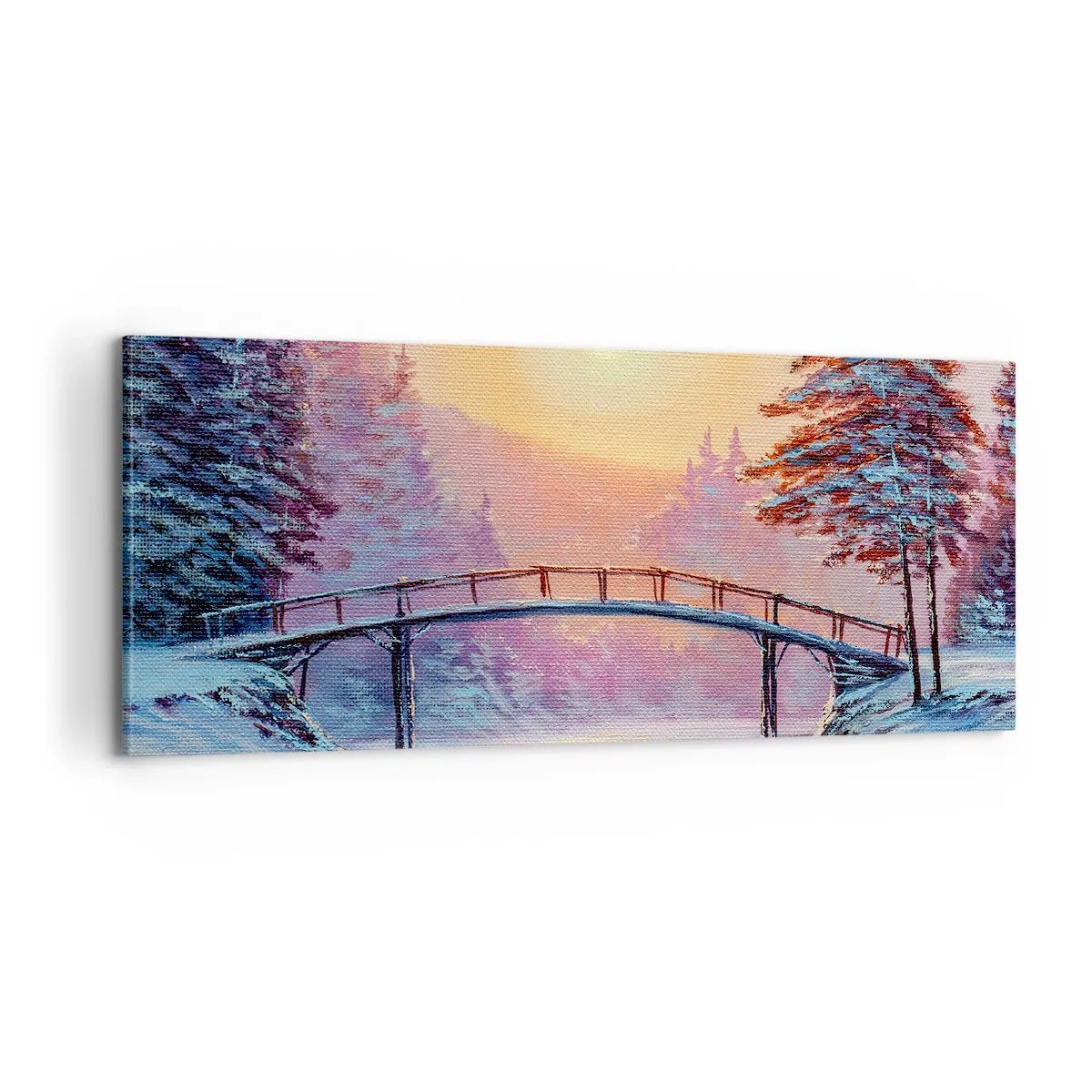 Canvastavla - Bild på duk - De fyra årstiderna - vinter - 100x40 cm