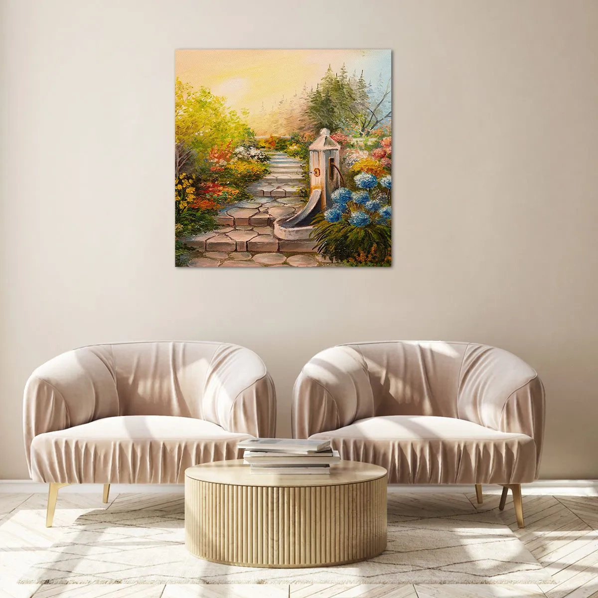 Glastavla - Bild på glas - Fullt blommande - 60x60 cm