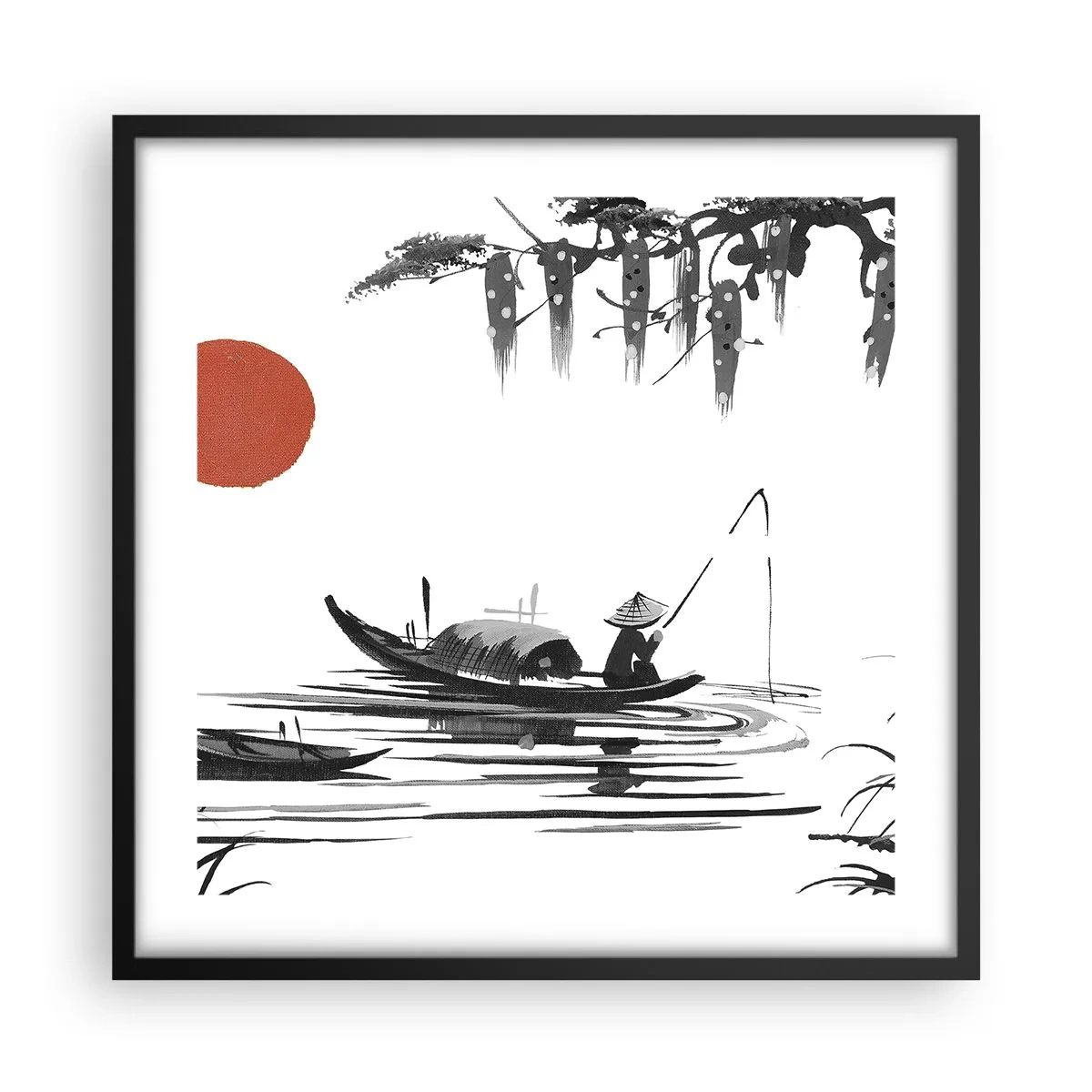 Affisch i svart ram - Asiatisk eftermiddag - 50x50 cm
