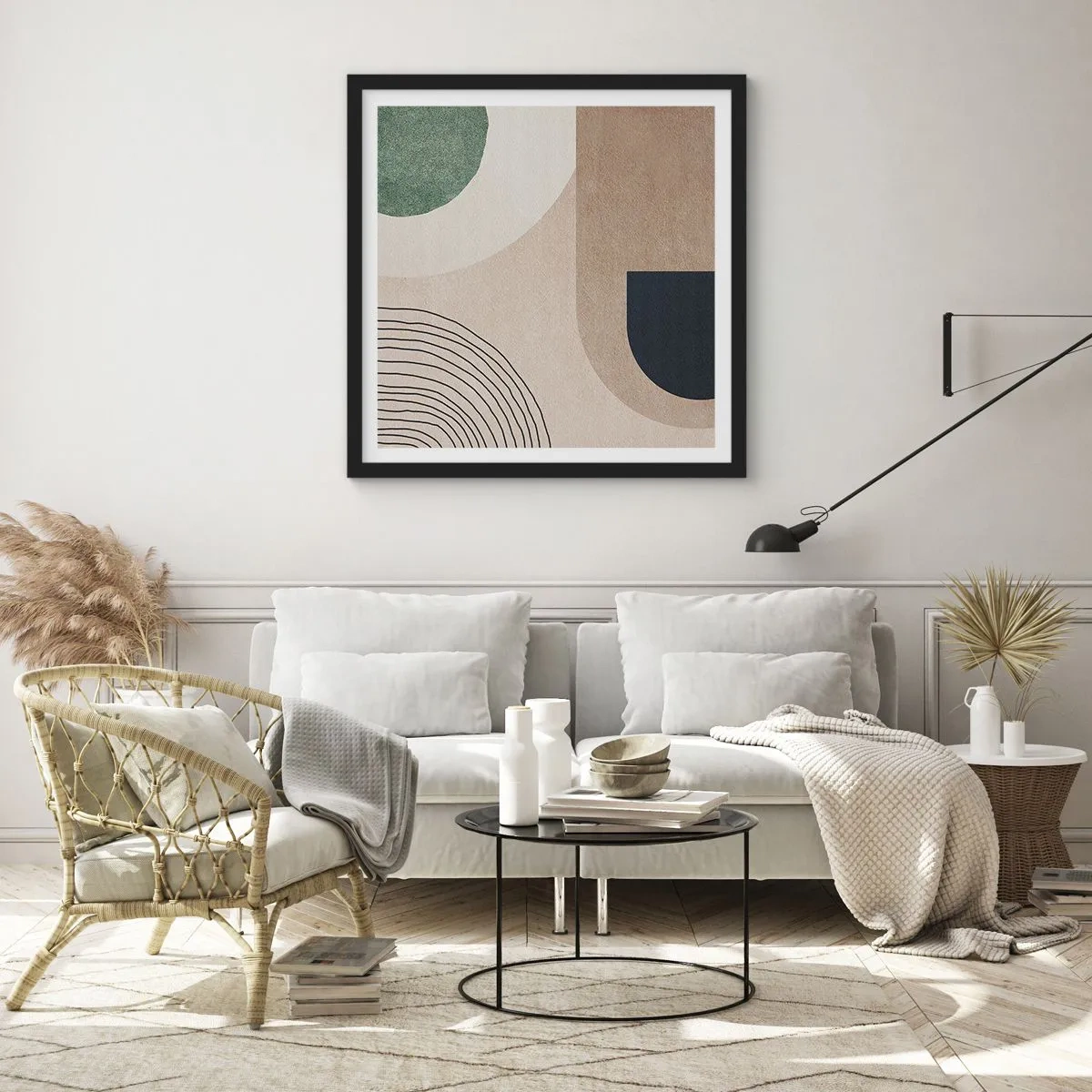 Affisch i svart ram - Ovalens mjukhet - 40x40 cm
