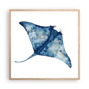 Affisch i ram av ljusek - Liv i blått - 60x60 cm