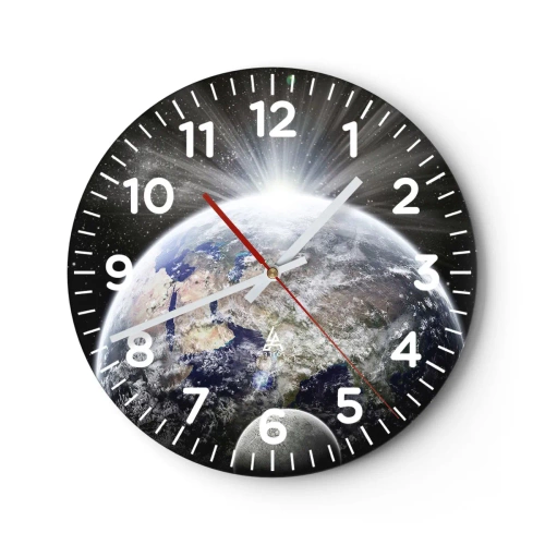 Väggklocka - Klocka på glas - I fullt sken - 30x30 cm