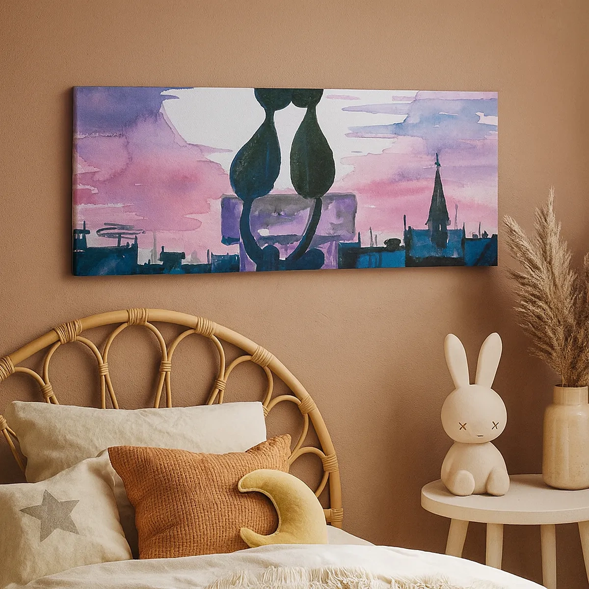 Canvastavla - Bild på duk - Rendez-vous under månen - 30x30 cm