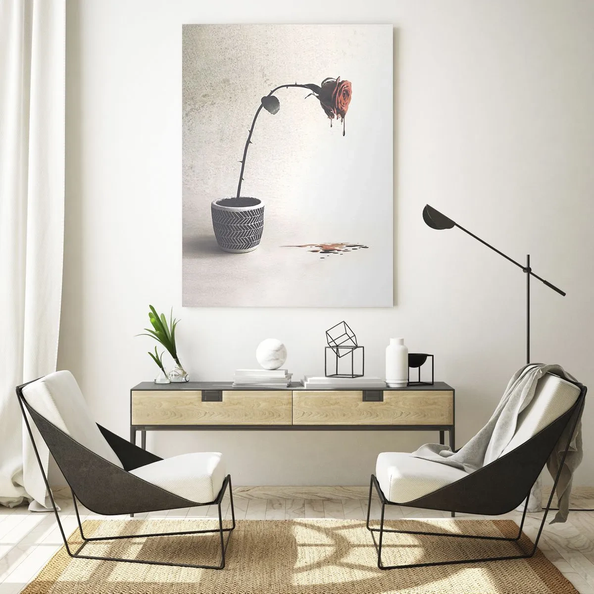 Glastavla - Bild på glas - Rosa dolorosa - 70x100 cm