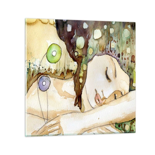 Glastavla - Bild på glas - Smaragd-viol dröm - 30x30 cm
