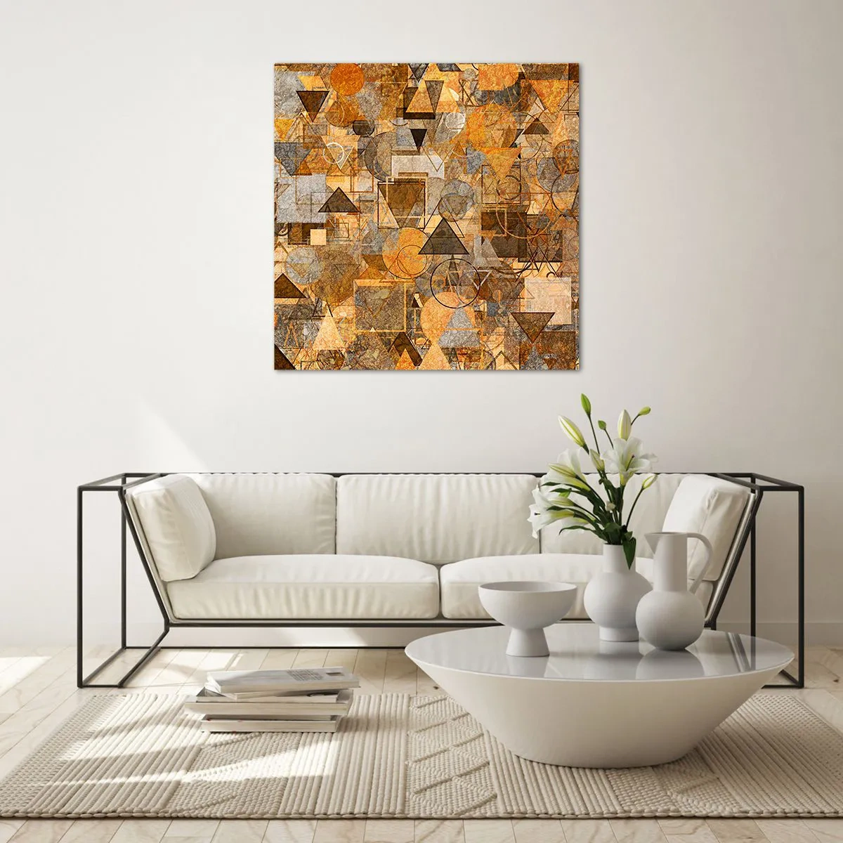 Glastavla - Bild på glas - Värld infattad i form - 70x70 cm