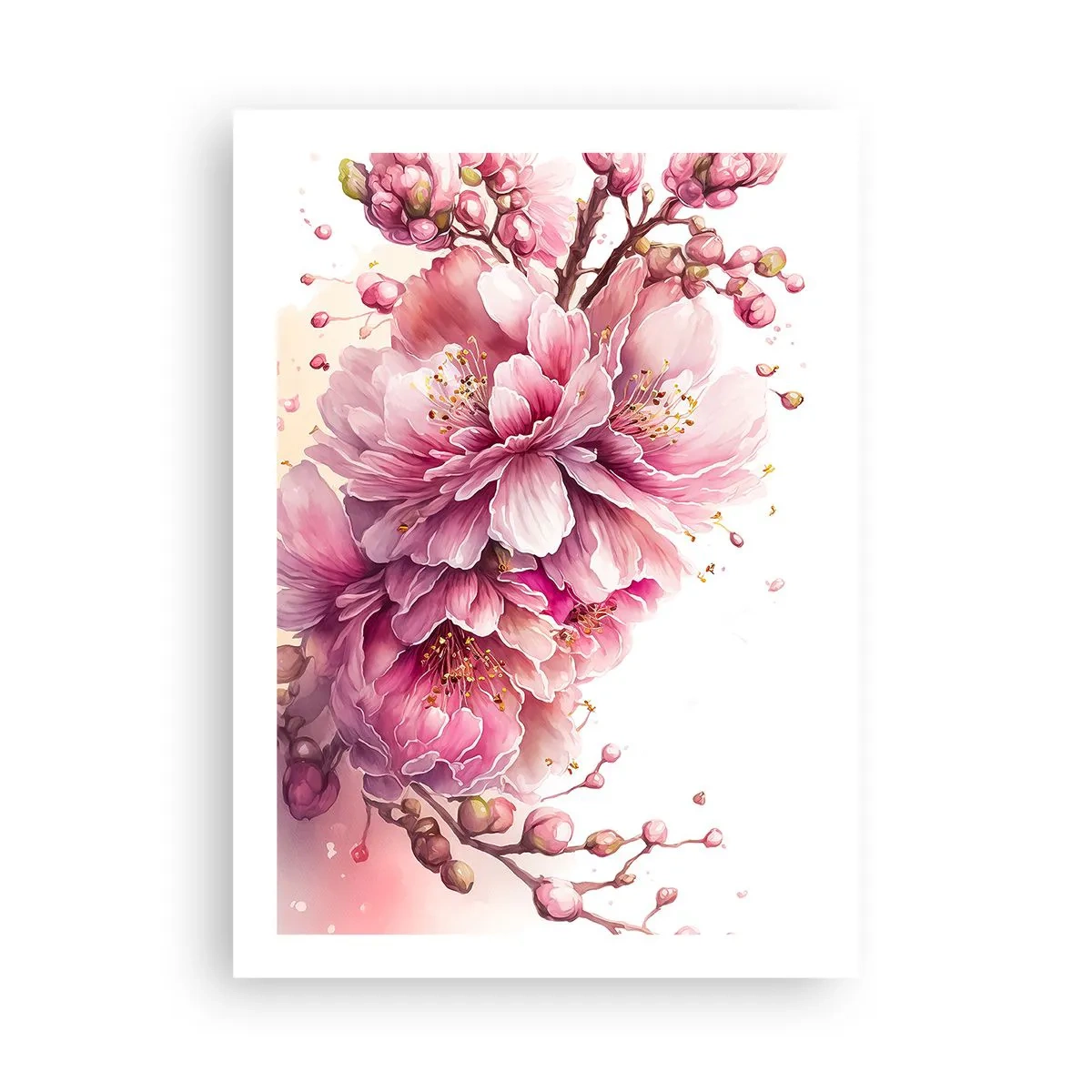 Affisch - Blommande körsbärsblomma - 50x70 cm