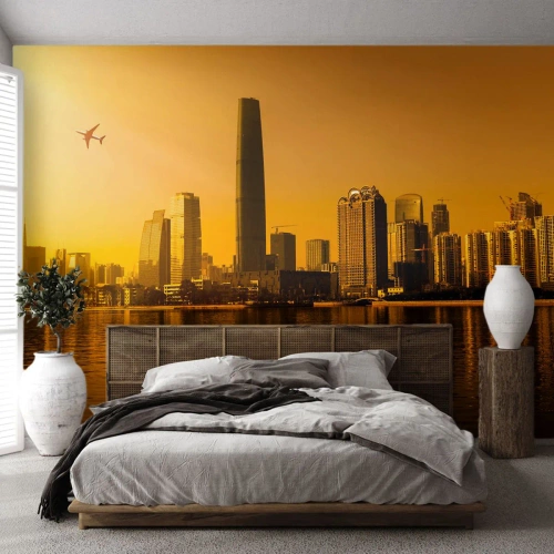 Självhäftande Fototapet Deluxe Sticker - Gyllene staden - Landskap, Stad, Arkitektur - 100x70 cm