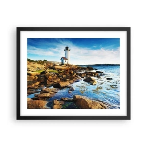 Affisch i svart ram - Kom lyckligt tillbaka, jag väntar - 50x40 cm