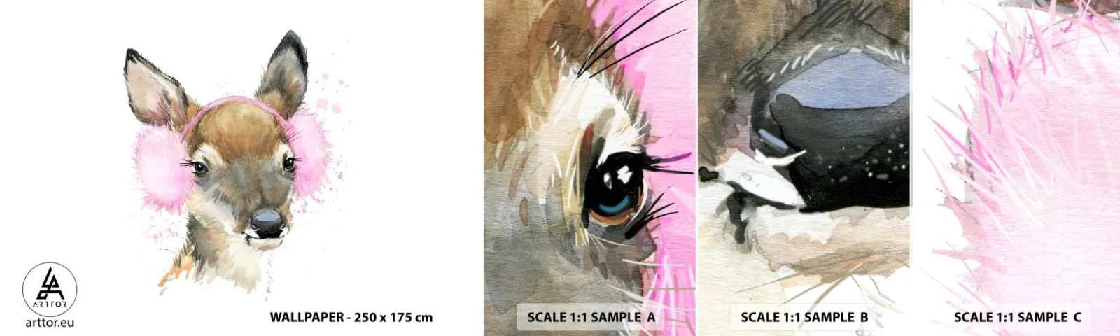 Provbit av självhäftande fototapet Deluxe Sticker - Kylan är inte längre skrämmande - För barn, Rom, Grafik - 100x30 cm