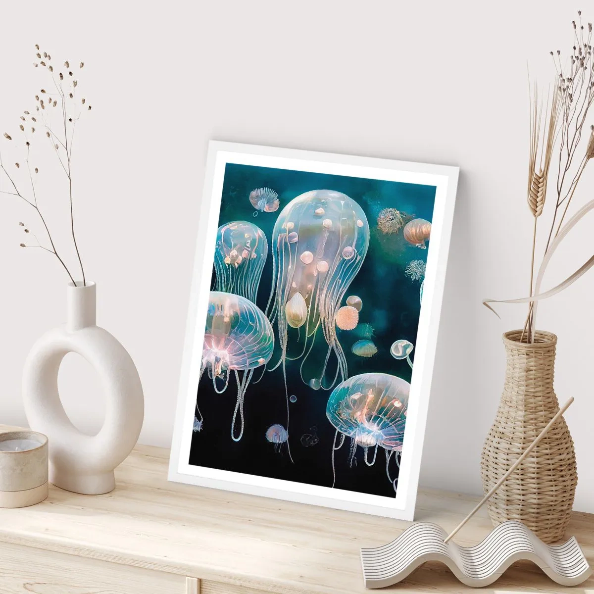 Affisch i vit ram - Undervattenbal - 50x70 cm