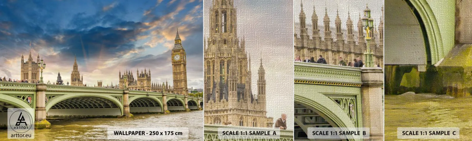 Provbit av fototapet Premium Canvas - Tiden stannade i Imperiet - Stad, London, Arkitektur - 100x30 cm