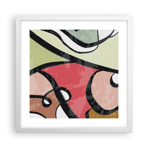 Affisch i vit ram - Pirouetter bland färger - 40x40 cm