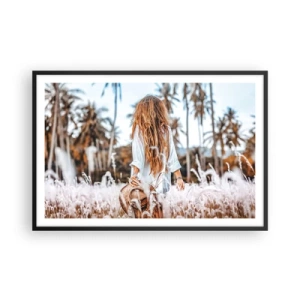 Affisch i svart ram - Född ur gräsdun - 91x61 cm