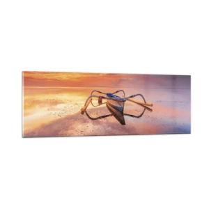 Glastavla - Bild på glas - Tropiska kvällens lugn - 90x30 cm