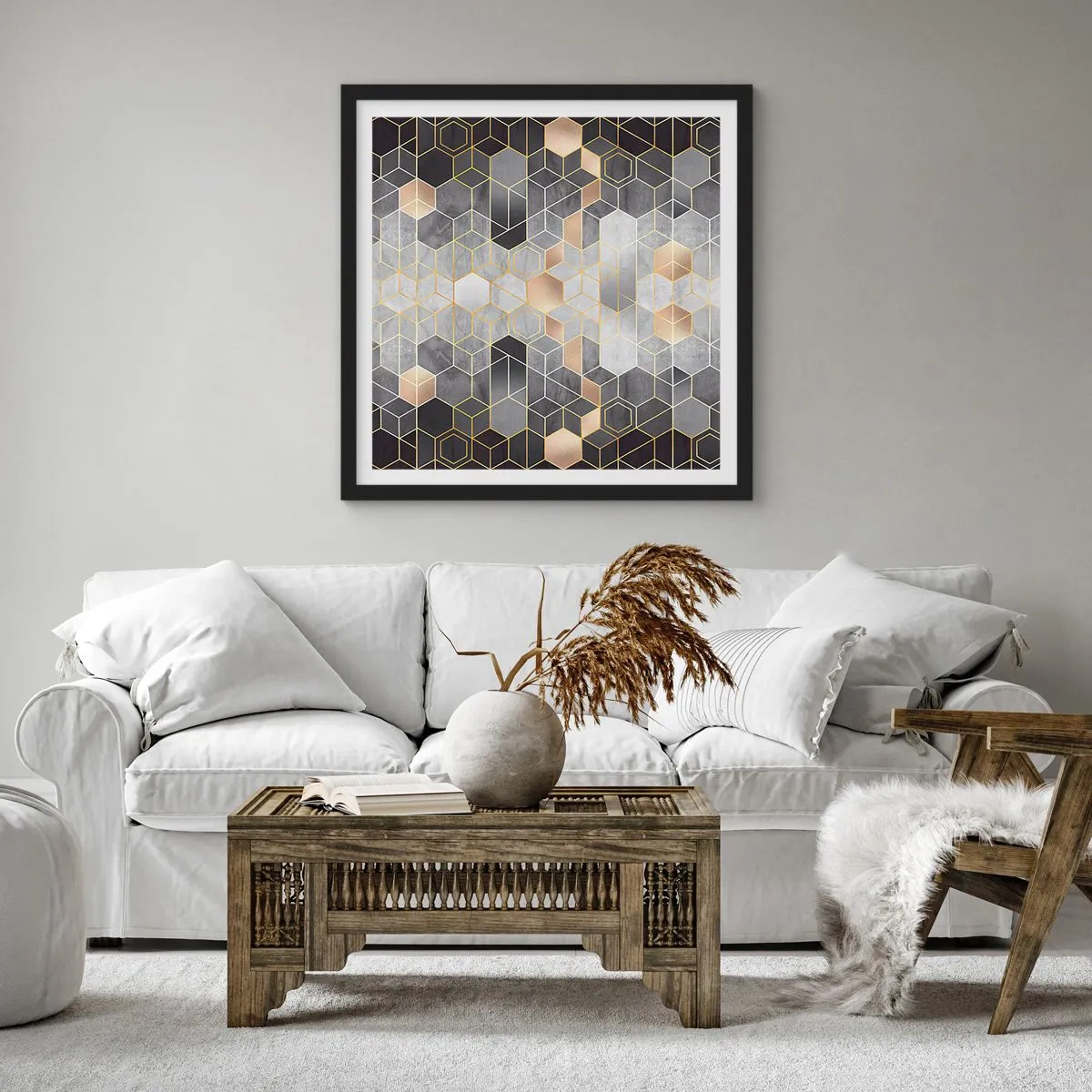 Affisch i svart ram - Diamantkomposition - 50x50 cm