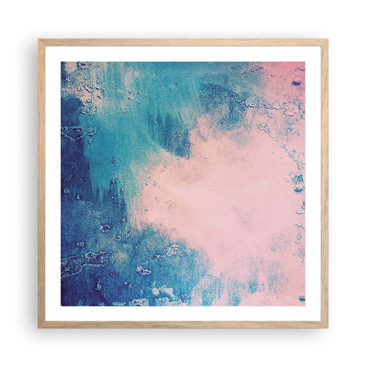 Affisch i ram av ljusek - Blåa famnar - 60x60 cm