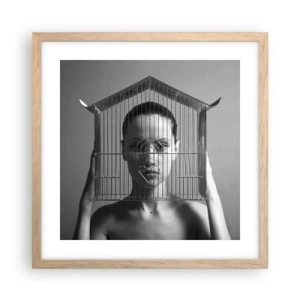 Affisch i ram av ljusek - Något surrealistisk porträtt - 40x40 cm