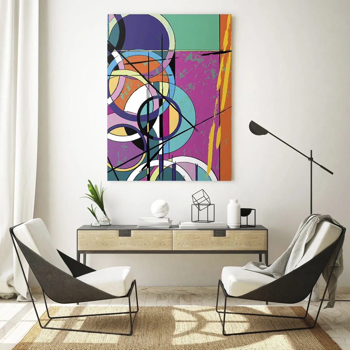 Glastavla - Bild på glas - Hjul efter hjul - 50x70 cm
