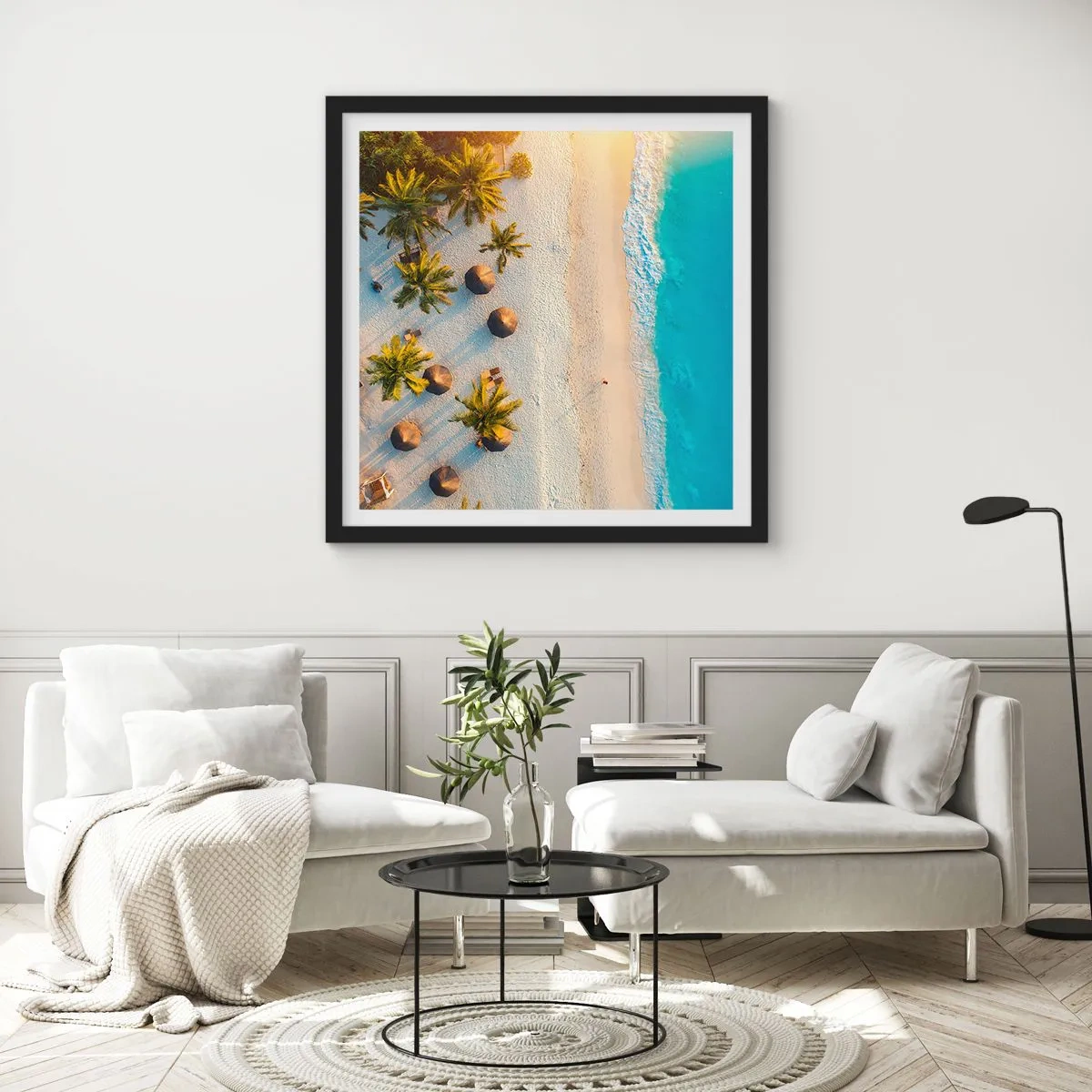 Affisch i svart ram - Välkommen till paradiset - 30x30 cm