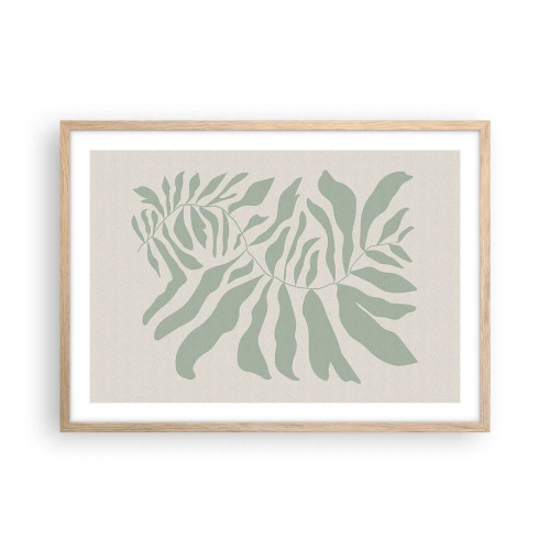 Affisch i ram av ljusek - Smaragdgrön gren - 70x50 cm