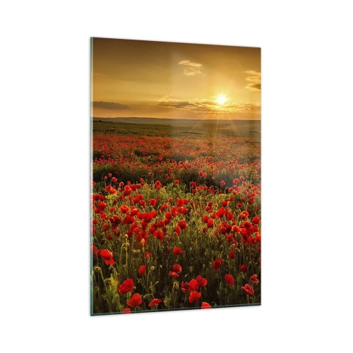 Glastavla - Bild på glas - Bland brusande ängars vågor, bland blommornas flod - 80x120 cm