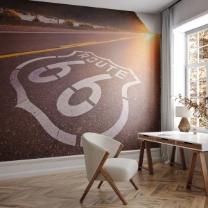 Fototapet på mått Självhäftande Deluxe Sticker - Den kända Route 66 - USA, Bil, Väg 66