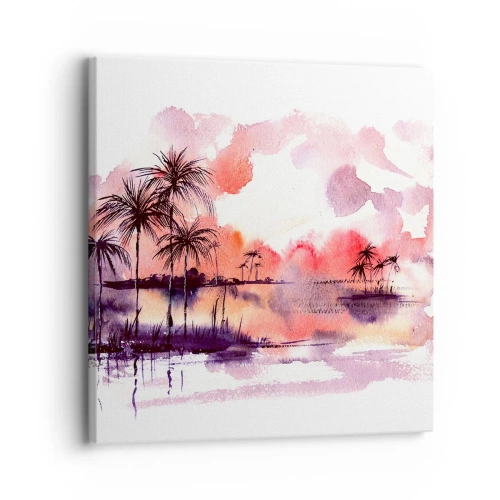 Canvastavla - Bild på duk - Tropikens ro i rött - 30x30 cm