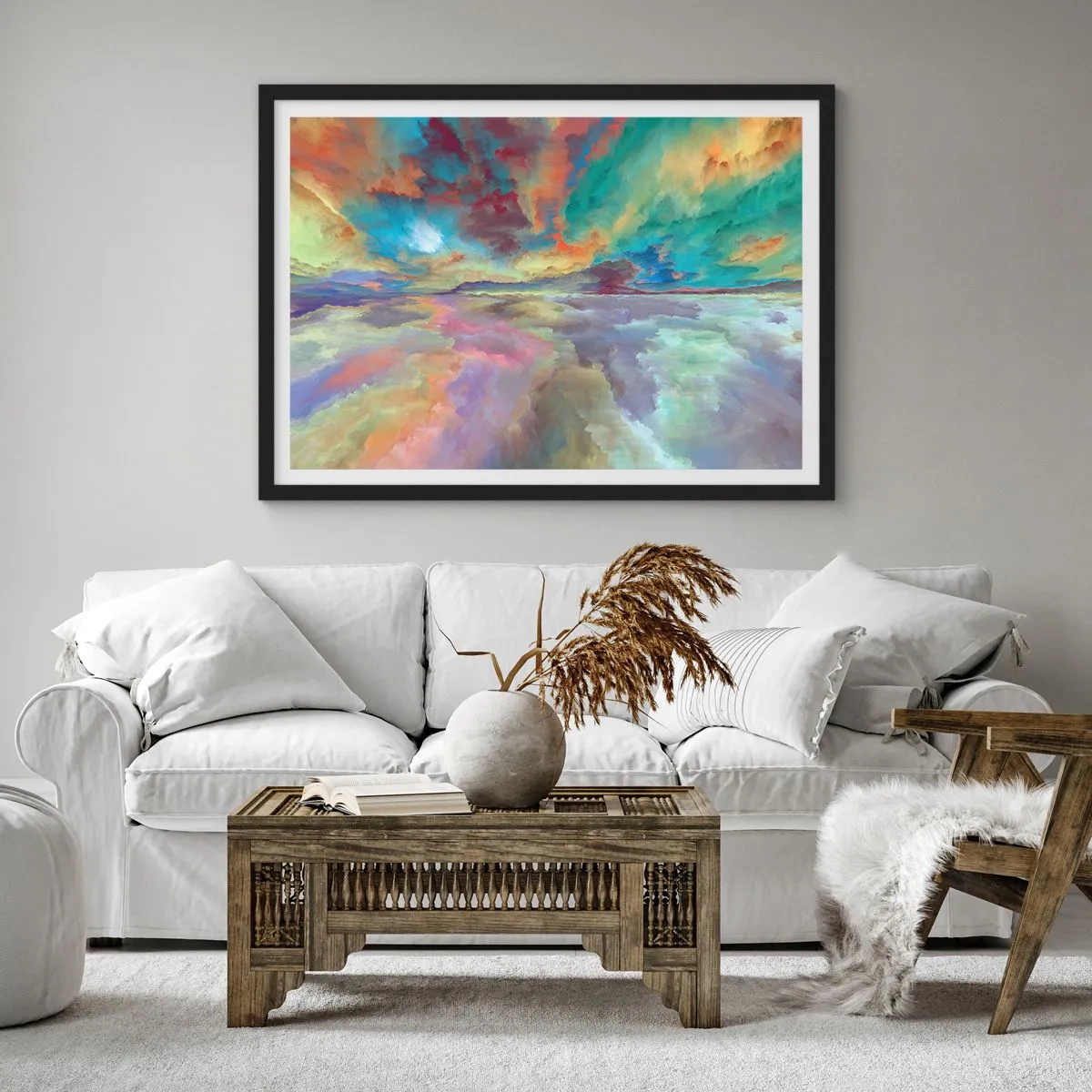 Affisch i svart ram - Två himlar - 100x70 cm