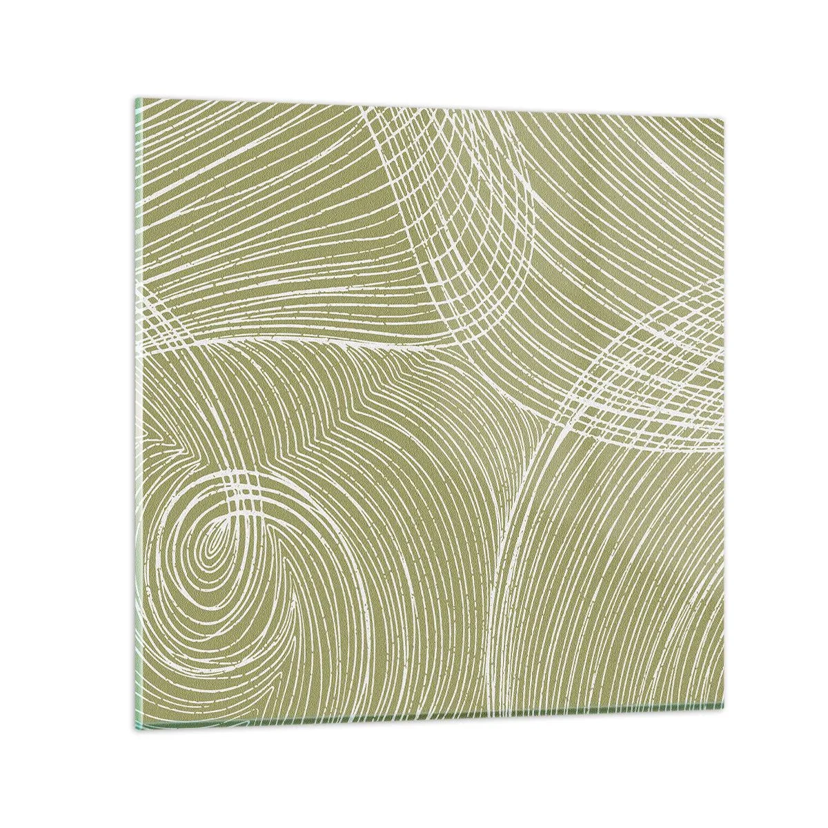 Glastavla - Bild på glas - Intrikat abstraktion i vitt - 60x60 cm