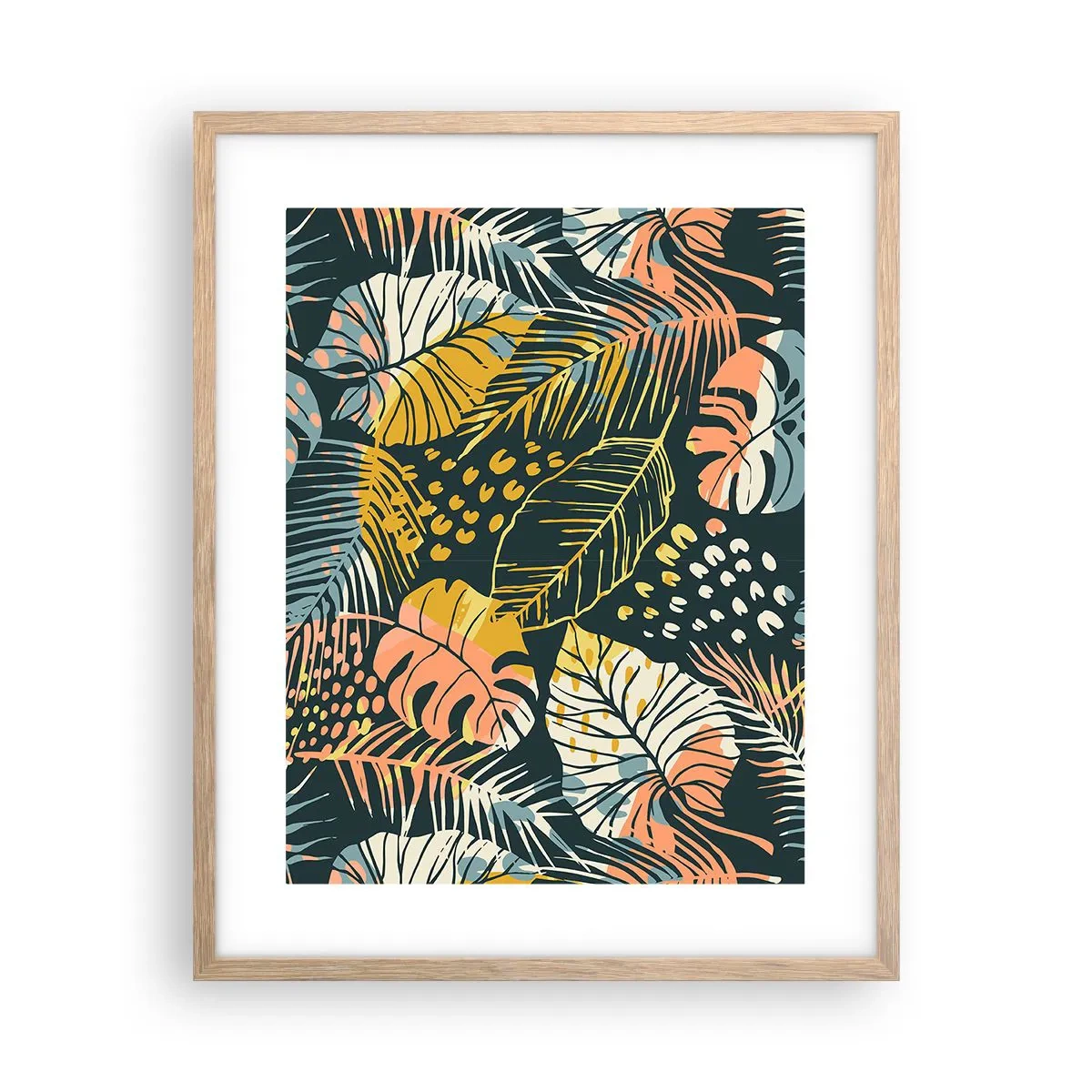 Affisch i ram av ljusek - Lövfantasi - 40x50 cm