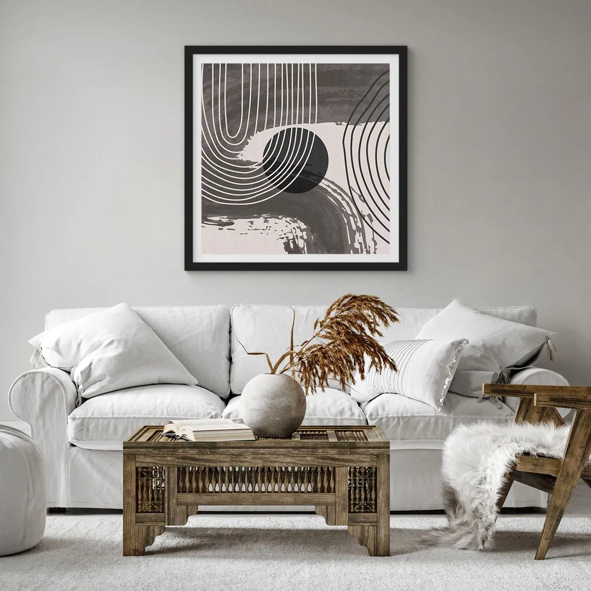 Affisch i svart ram - Ovalen vinner - 60x60 cm