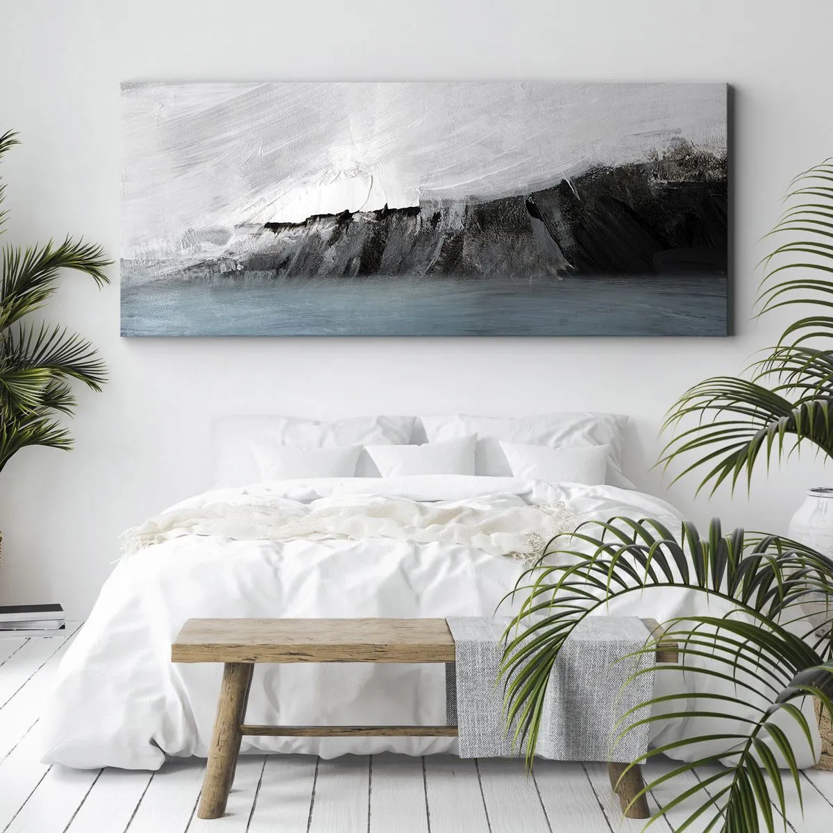 Canvastavla - Bild på duk - Vatten - jord: en krock mellan elementen - 100x40 cm