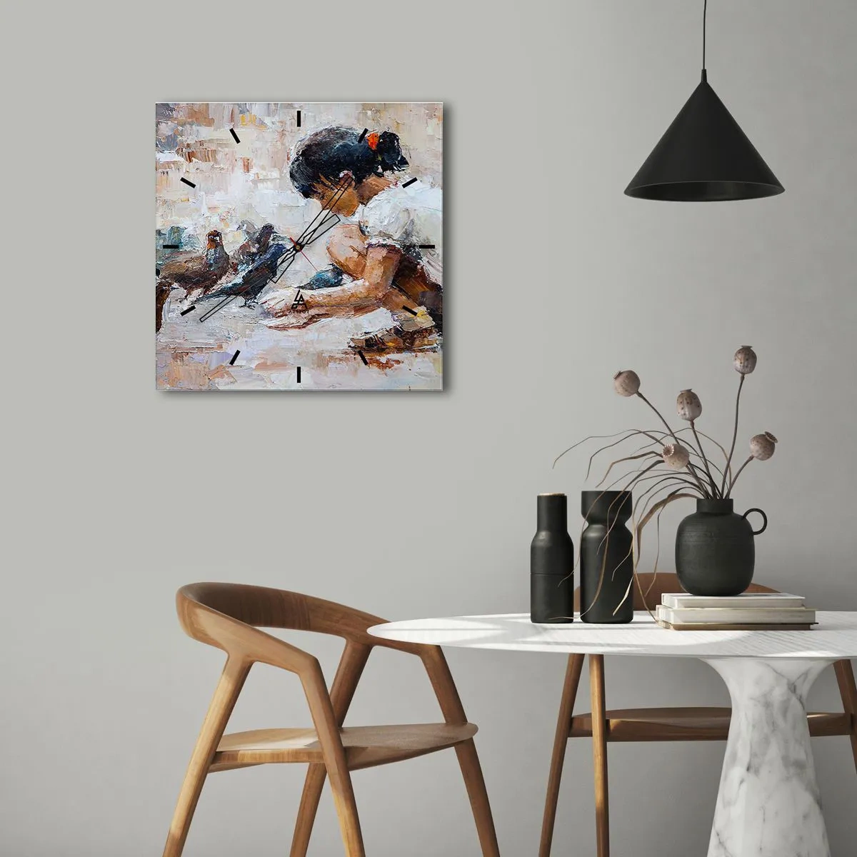 Väggklocka - Klocka på glas - Minst och gulligast - 40x40 cm