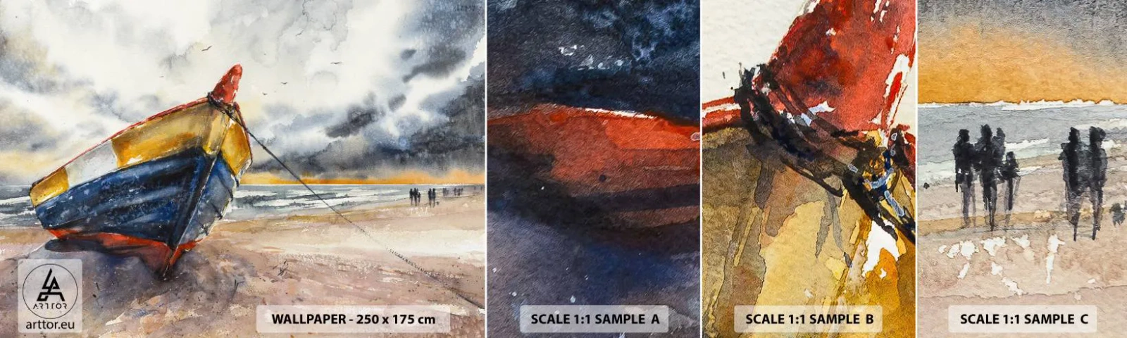 Fototapet Prov Standard Eco - Vila på stranden - Landskap, Båt, Seaside - 100x30 cm