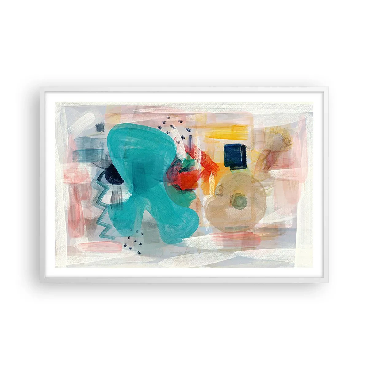 Affisch i vit ram - Ett färgglatt spel - 91x61 cm