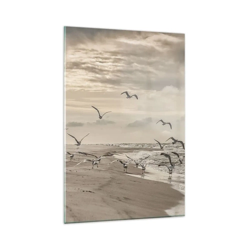 Glastavla - Bild på glas - Havets brus, fågelsång - 80x120 cm