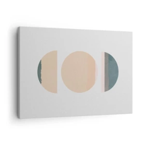Canvastavla - Bild på duk - Abstrakta geometriska former i pastellfärger - 70x50cm - Hjul efter hjul - Modern väggdekoration för vardagsrum och sovrum ARTTOR