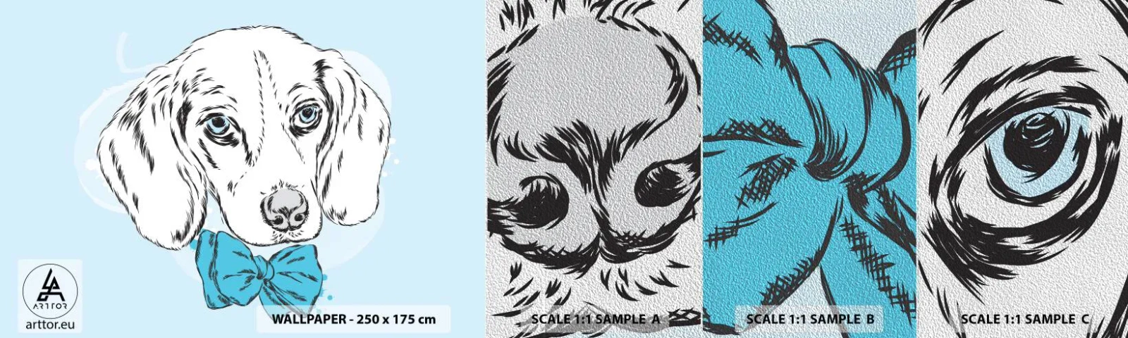 Provbit av fototapet Premium Sand - Hundelegans - Abstraktion, Hund, För barn - 100x30 cm