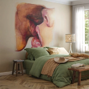 Fototapet Premium Canvas - Som dag och natt, jord och himmel - Abstraktion, Kyss, Förälskade par - 450x315 cm