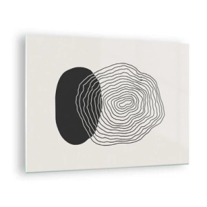 Glastavla - Bild på glas - Abstrakt mönster med svarta och vita ovaler och linjer - 70x50cm - Varaktighet och vibration - Modern väggdekoration för vardagsrum och sovrum ARTTOR