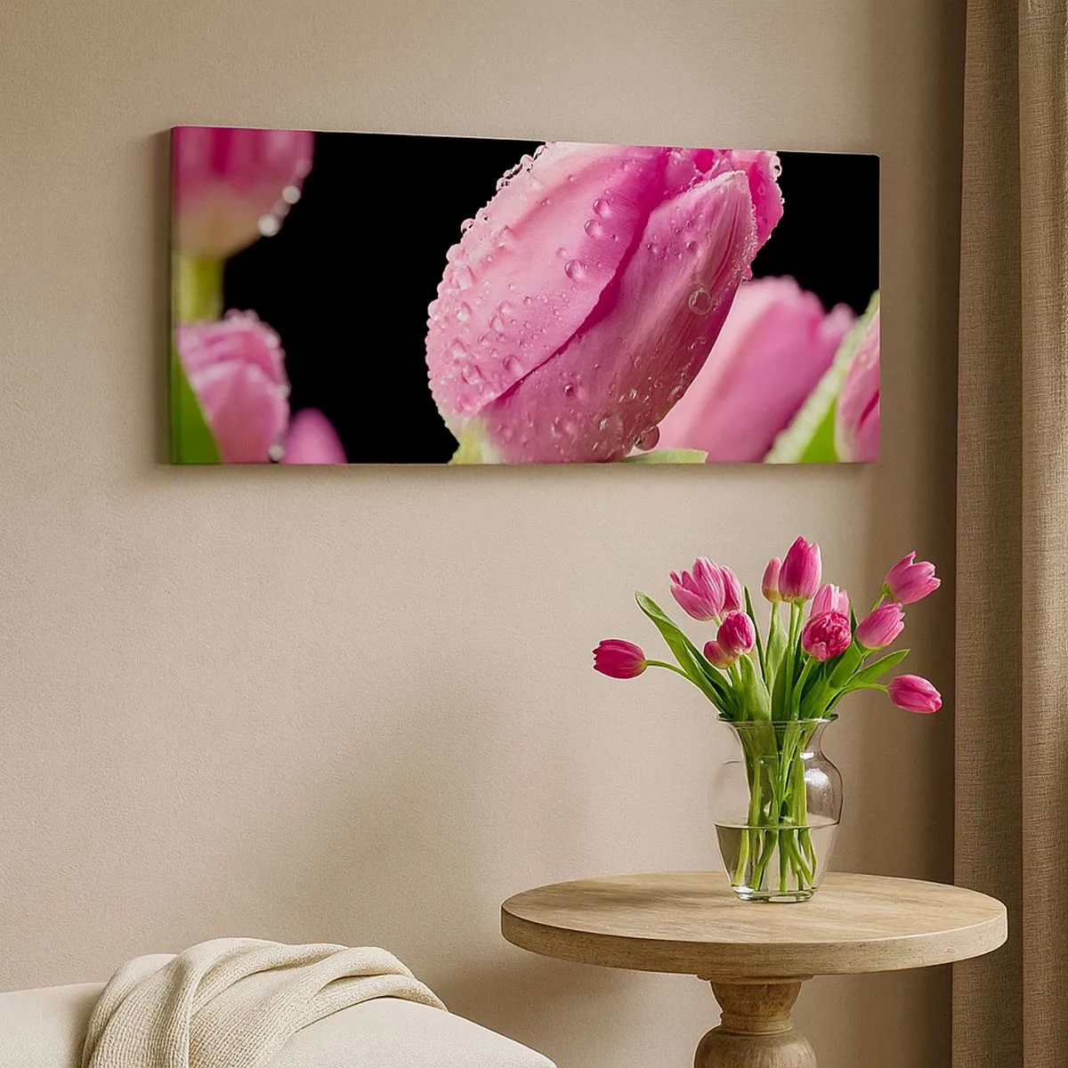 Canvastavla - Bild på duk - Lila sömn i daggen - 100x40 cm